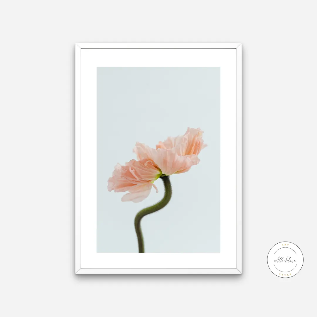 Pastel Single Flower Poster INSTANT DOWNLOAD Art Print, Blue Flowers Artwork, Shabby Chic, Danish Pastel, Botanical Decor, Floral Wall Art