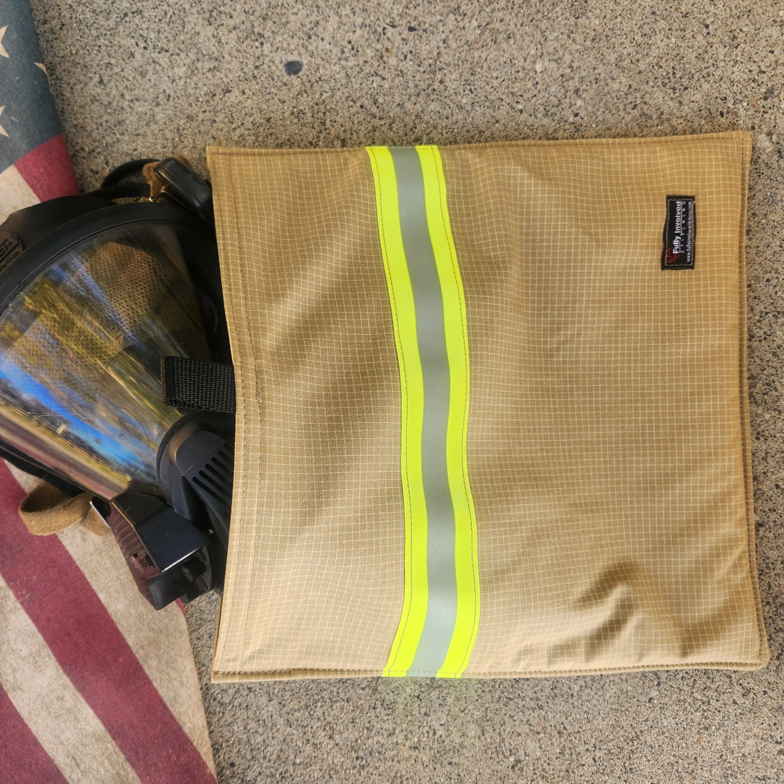 Personalized Firefighter SCBA Mask Bag made with Authentic Turnout Gear