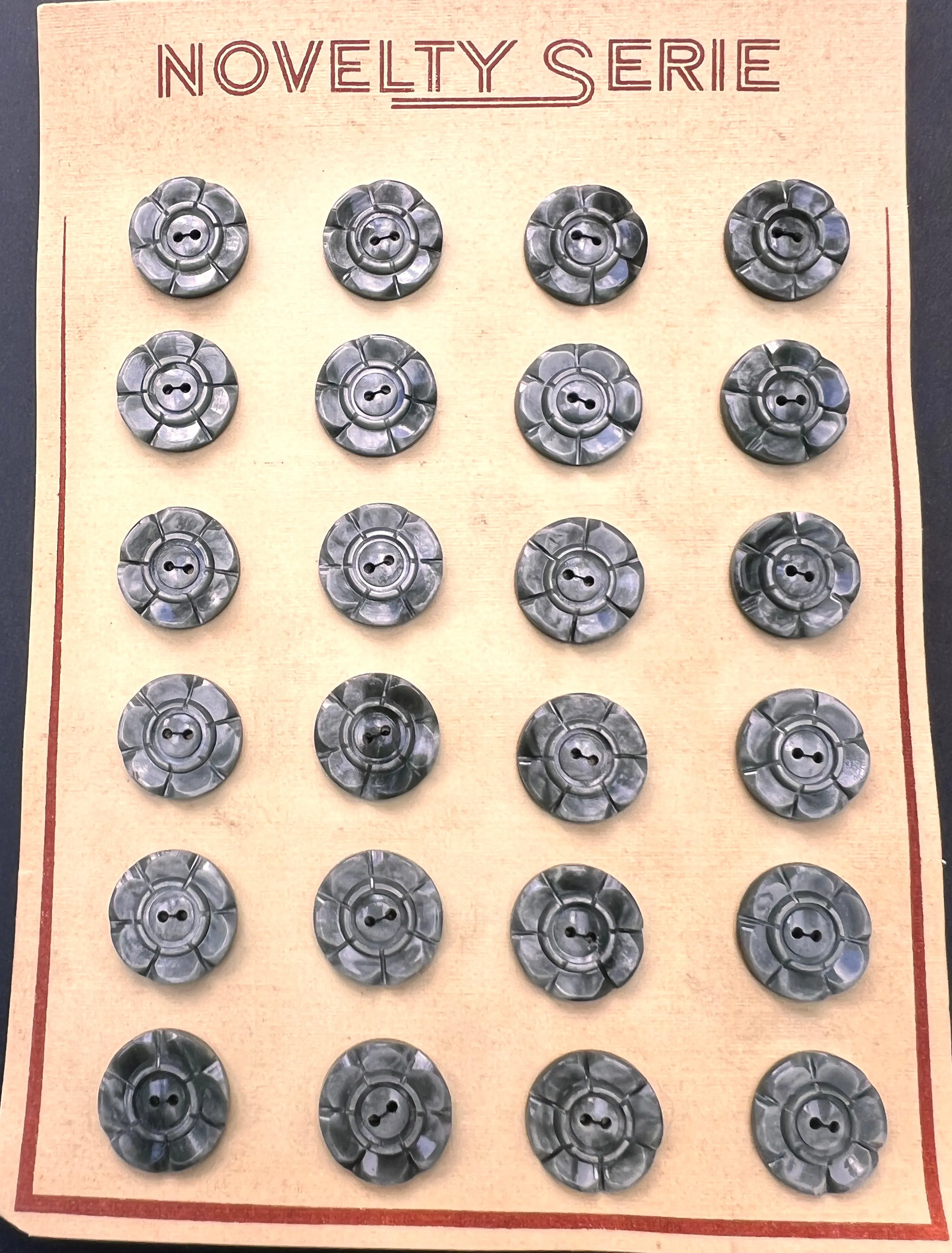 Platinum Grey 1.6cm Buttons 6 loose or 24 on Sheet
