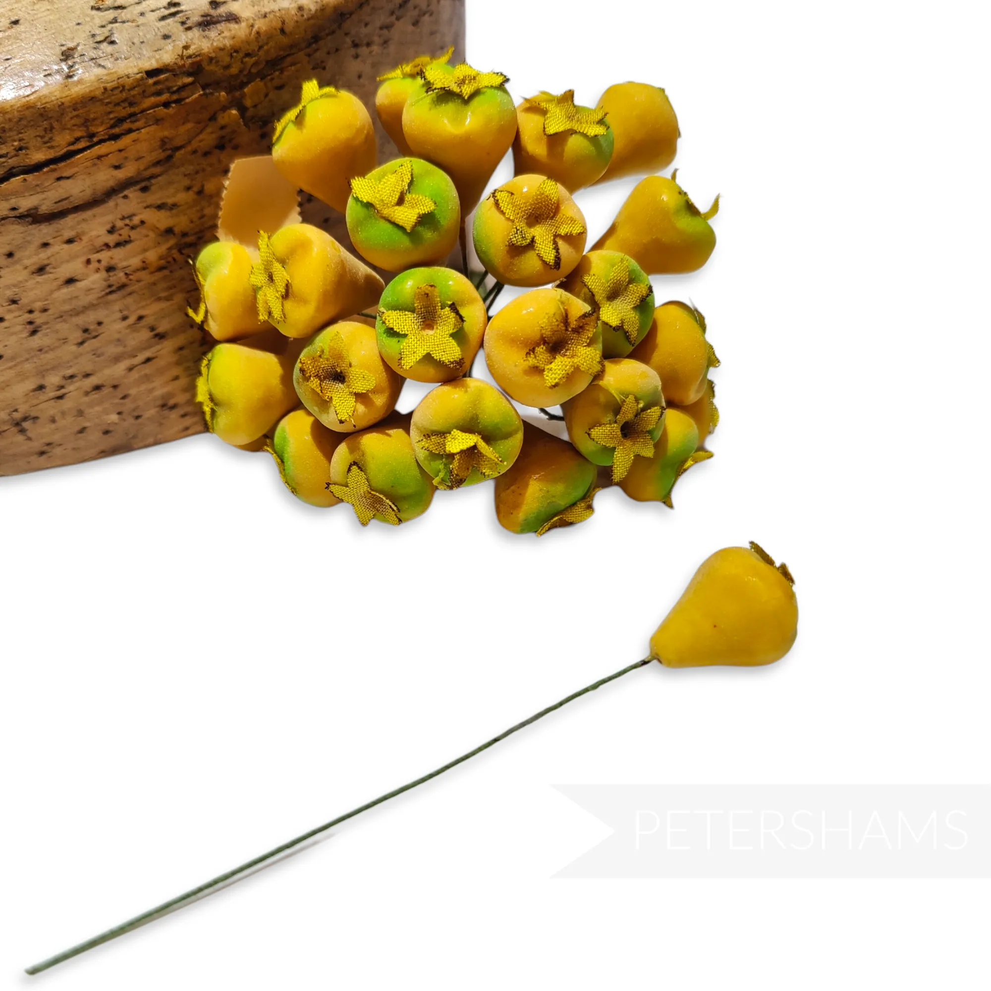 'Quincy' Vintage 1940s German Quince Berry Wired Fruits Stems