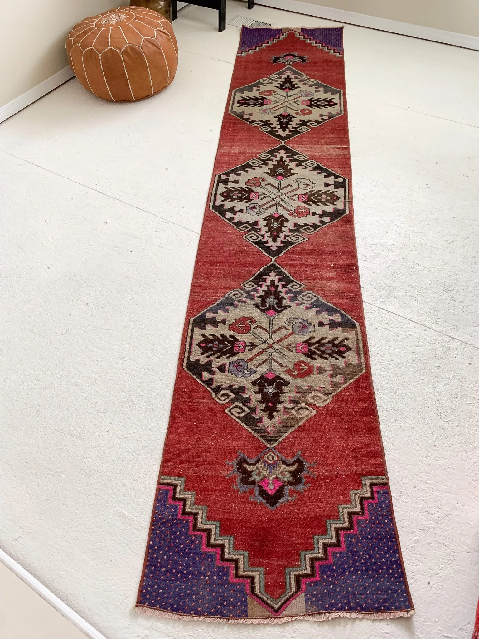R1095 - 2' x 10.1' Vintage Turkish Runner Rug