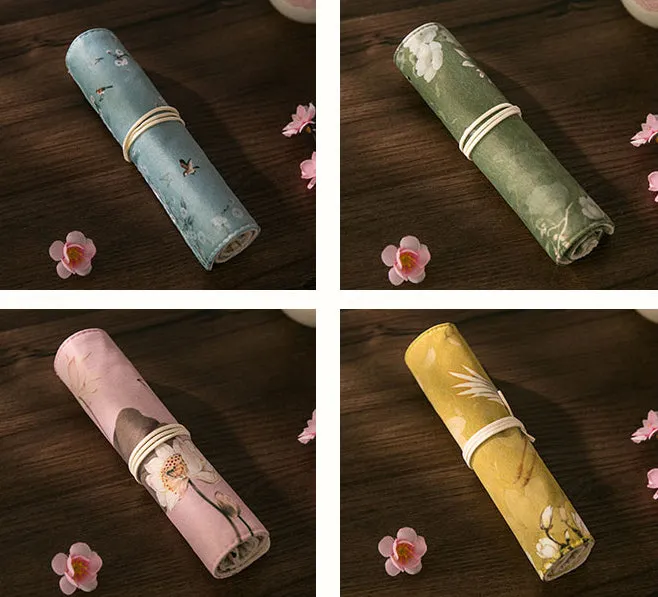 Retro Floral Chinoiserie Roller Shutters Pen & Pencil Case