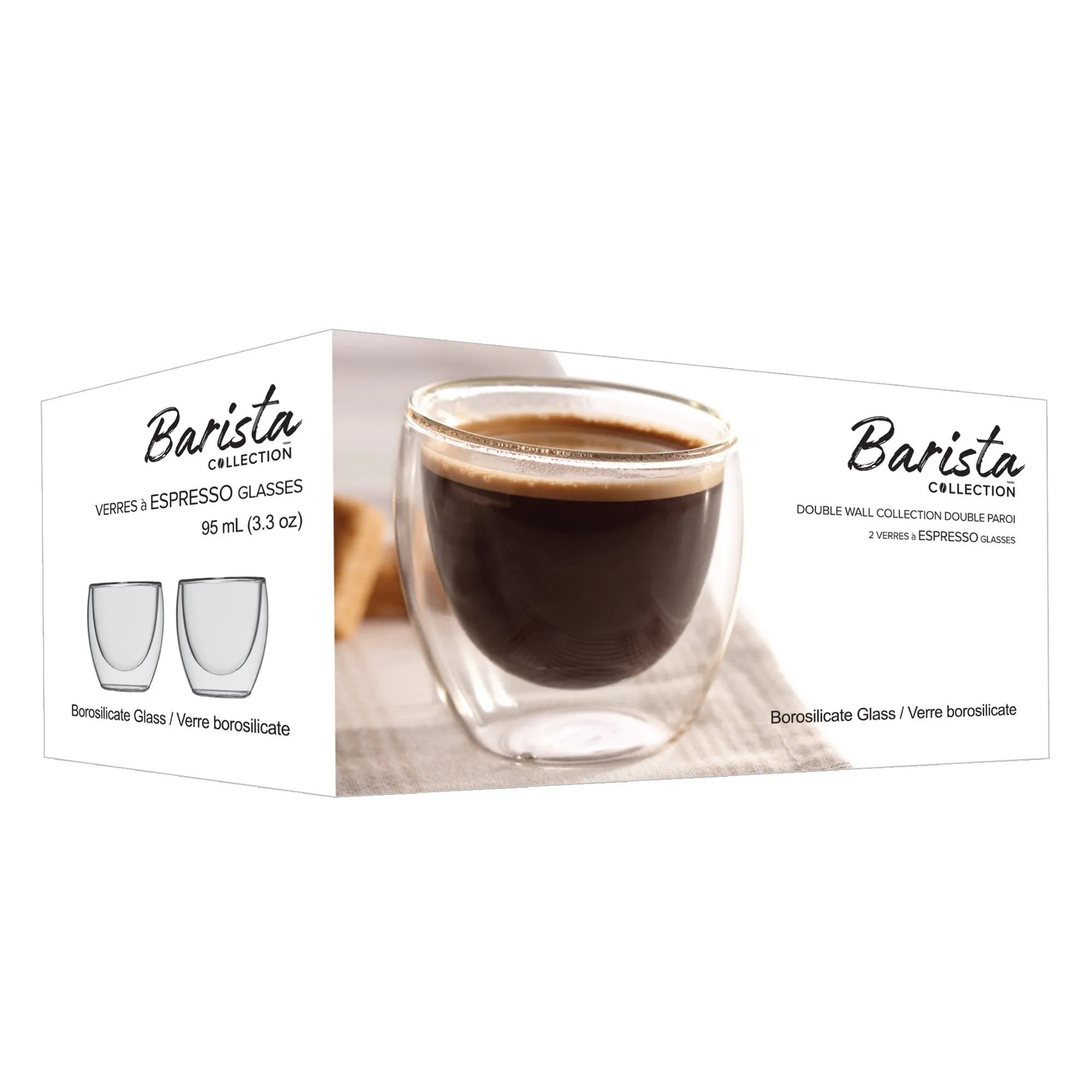 Safdie & Co. Espresso Glass Double Wall 4PC Set 95ML Barista