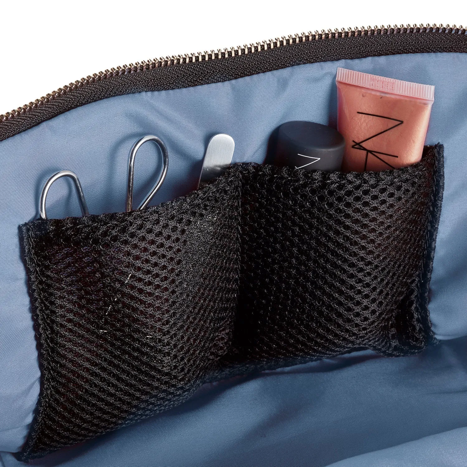 Satin Makeup Bag - Black/ Cool Grey