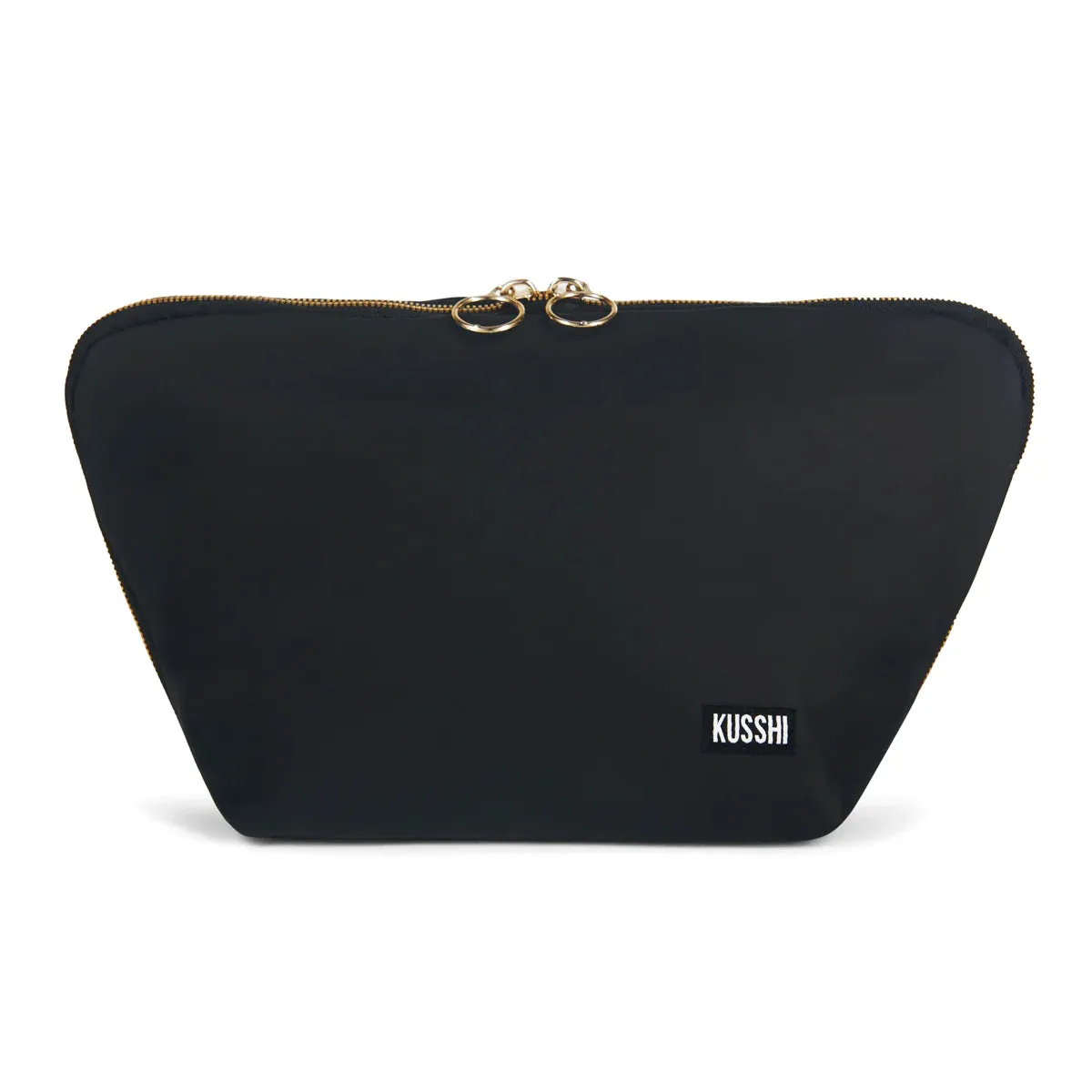 Satin Makeup Bag - Black/ Cool Grey