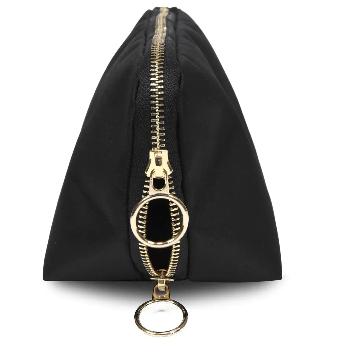 Satin Makeup Bag - Black/ Cool Grey