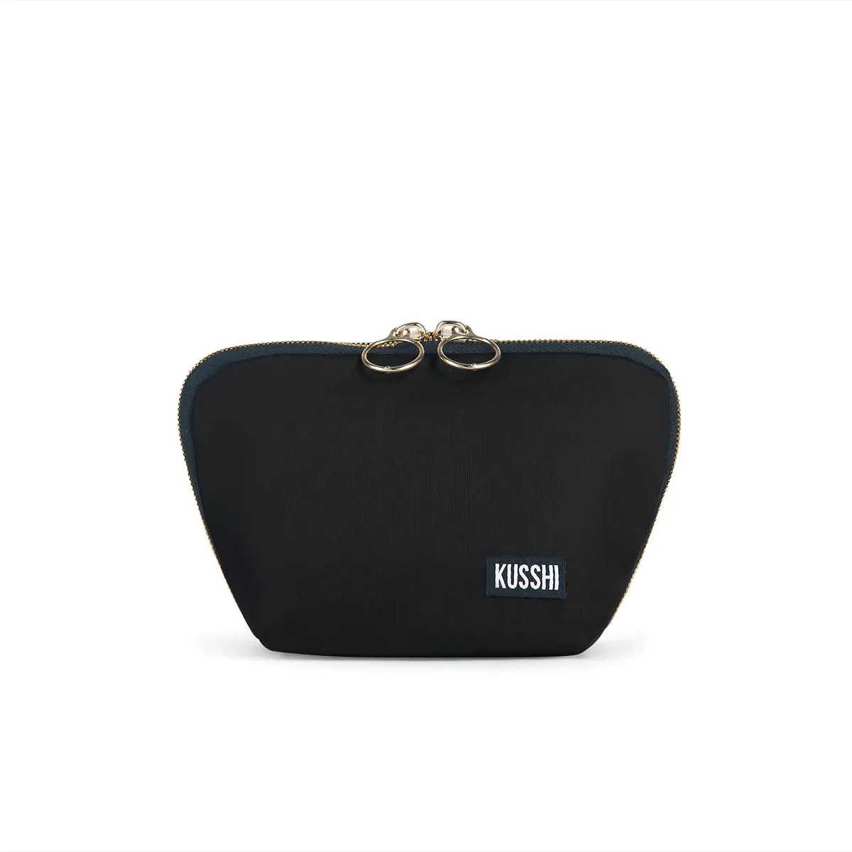 Satin Makeup Bag - Black/ Cool Grey