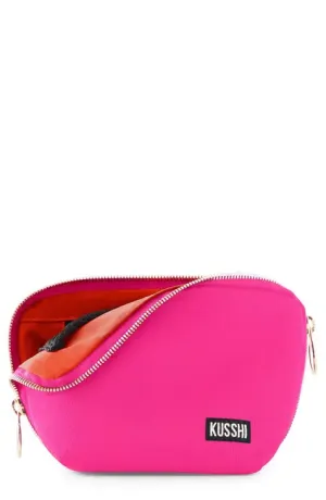 Satin Makeup Bag - Bubblegum Pink/ Orange