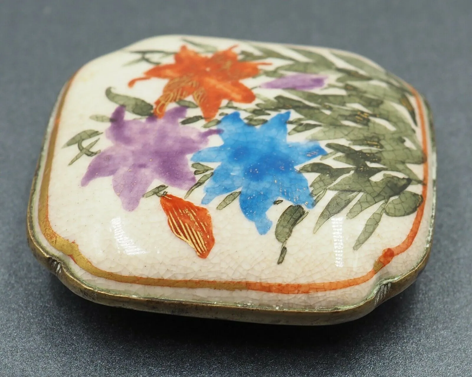 Signed Authentic Unique Japanese Satsuma Belt Buckle c.1800-1900