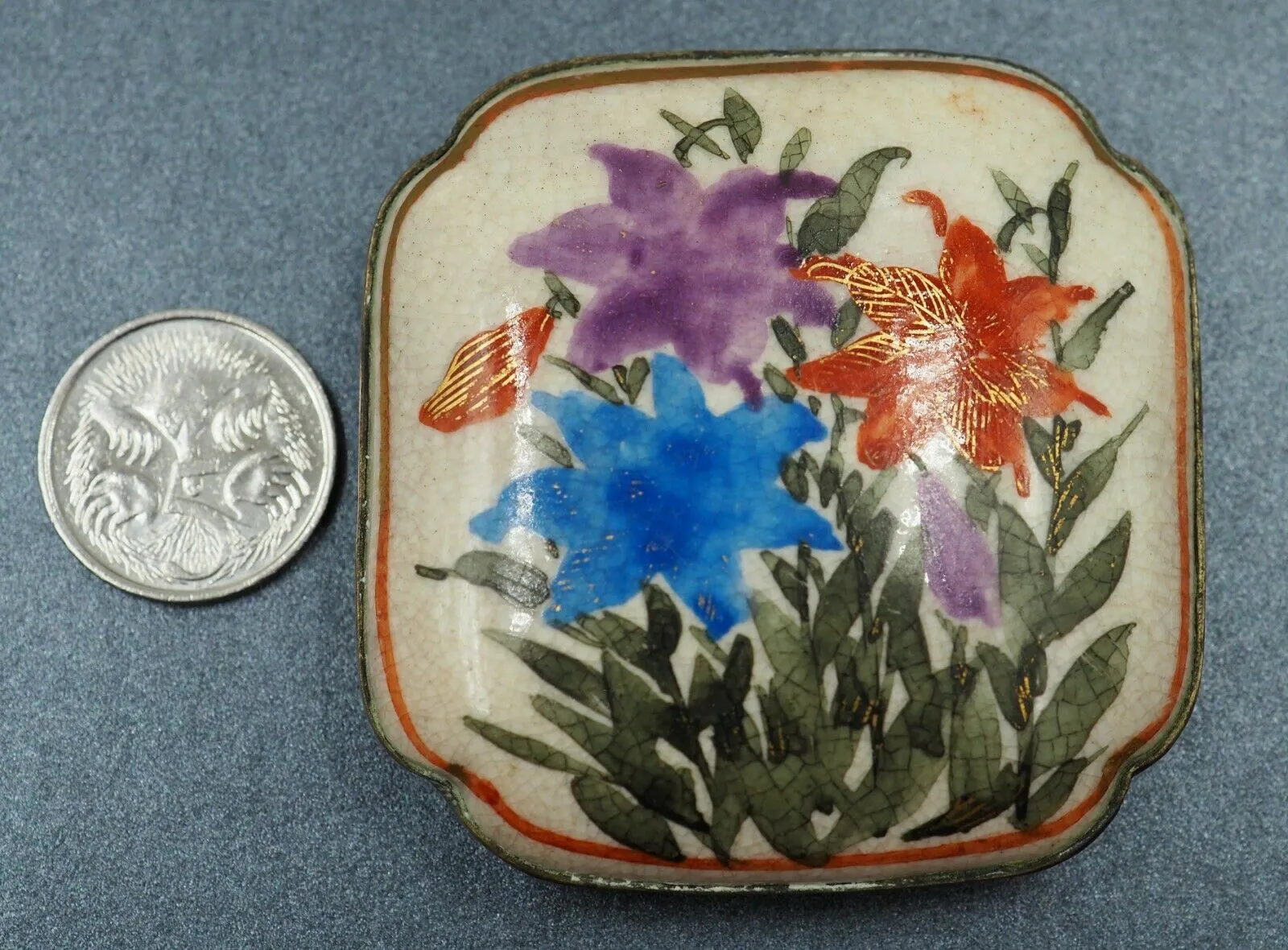 Signed Authentic Unique Japanese Satsuma Belt Buckle c.1800-1900