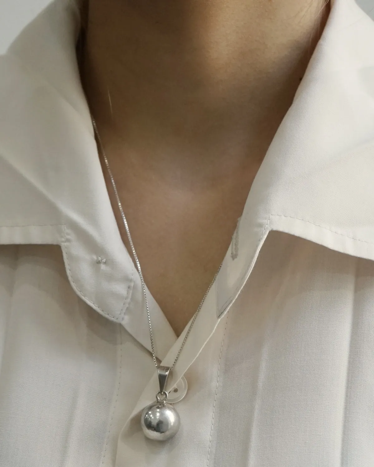 Silver Necklace w/ Ball Charm