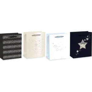 Silver Star Pattern Design XL Gift Bag - 32cm x 42cm x 11.5cm