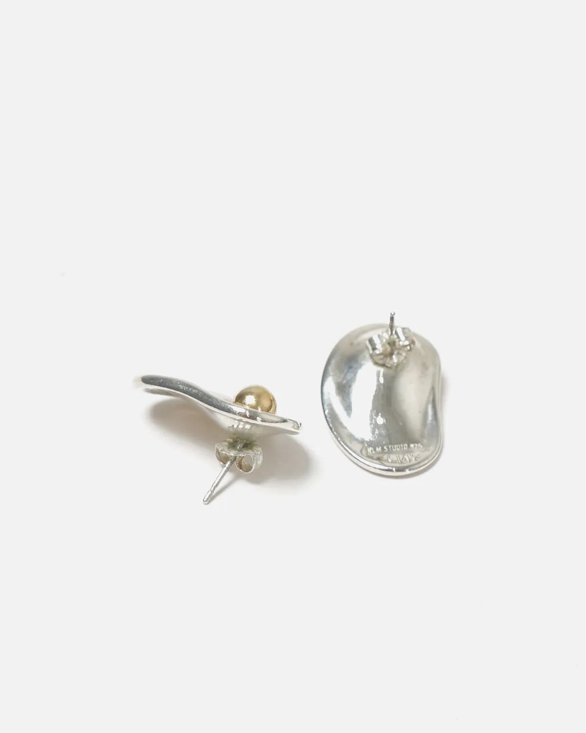Silver x 14k Gold Bean Earrings