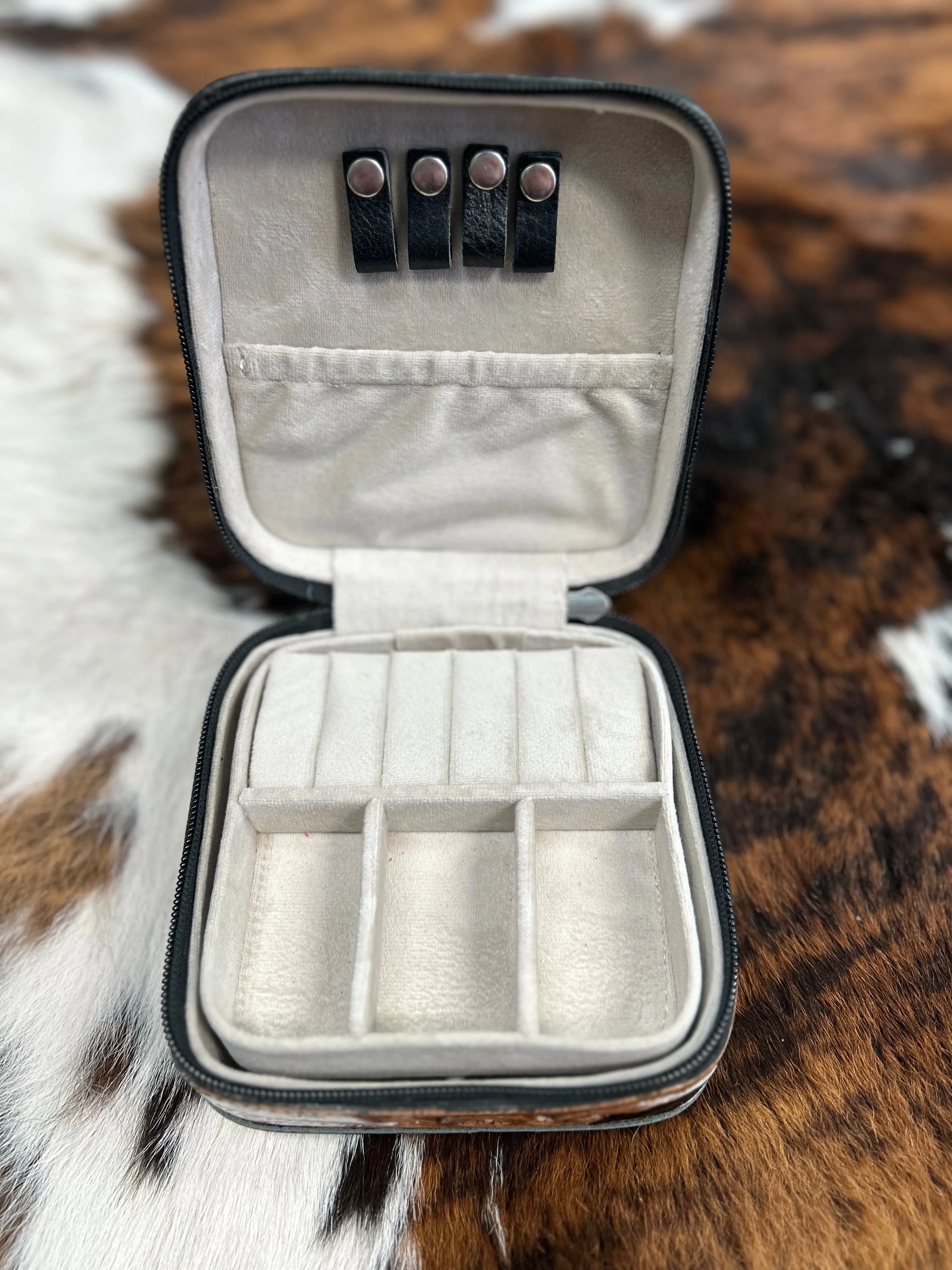 Small Tooled Cowhide Jewelry Case