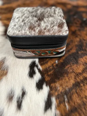 Small Tooled Cowhide Jewelry Case
