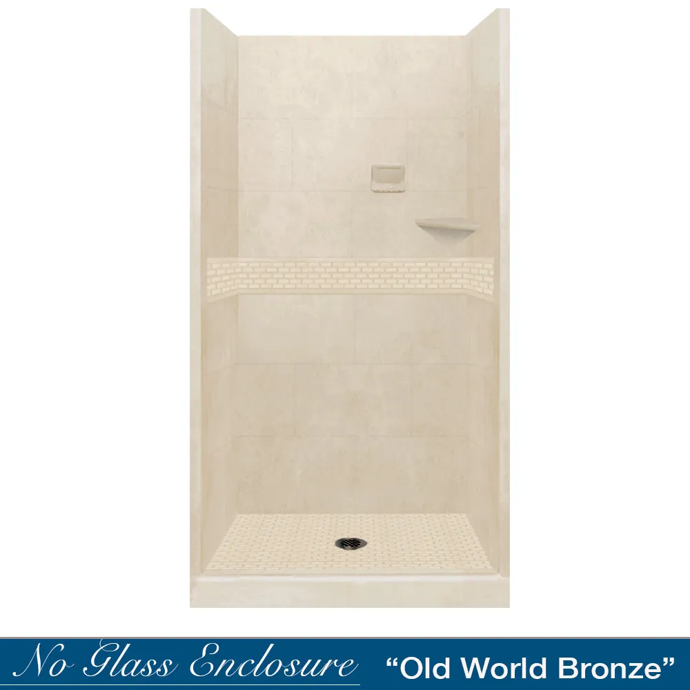 SPECIAL-Classic Desert Sand Small Alcove Shower Kit (FREE- Shampoo Niche)