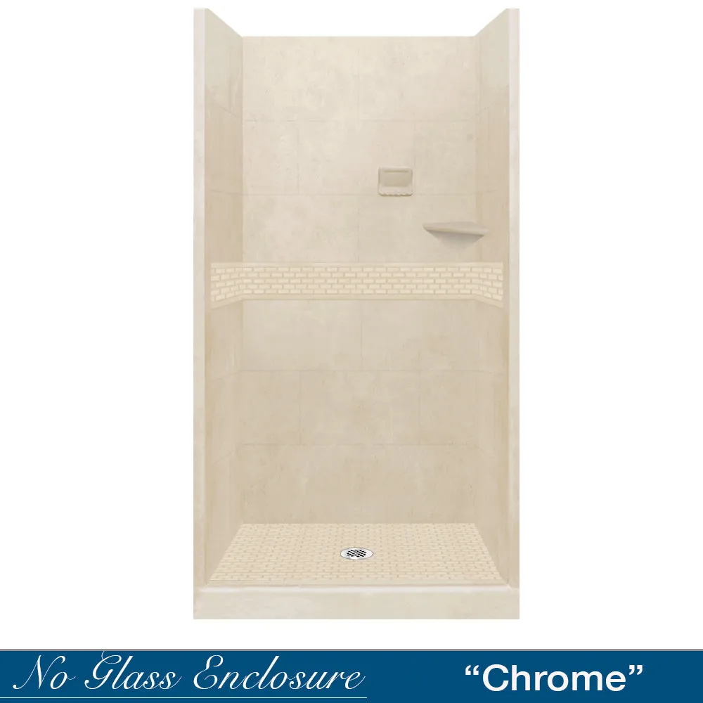 SPECIAL-Classic Desert Sand Small Alcove Shower Kit (FREE- Shampoo Niche)
