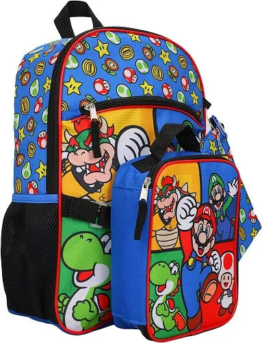 Super Mario Bros. Icons Backpack 5-Piece Set