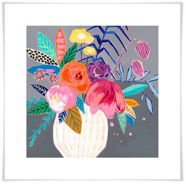 Vibrant Flowers - Gray