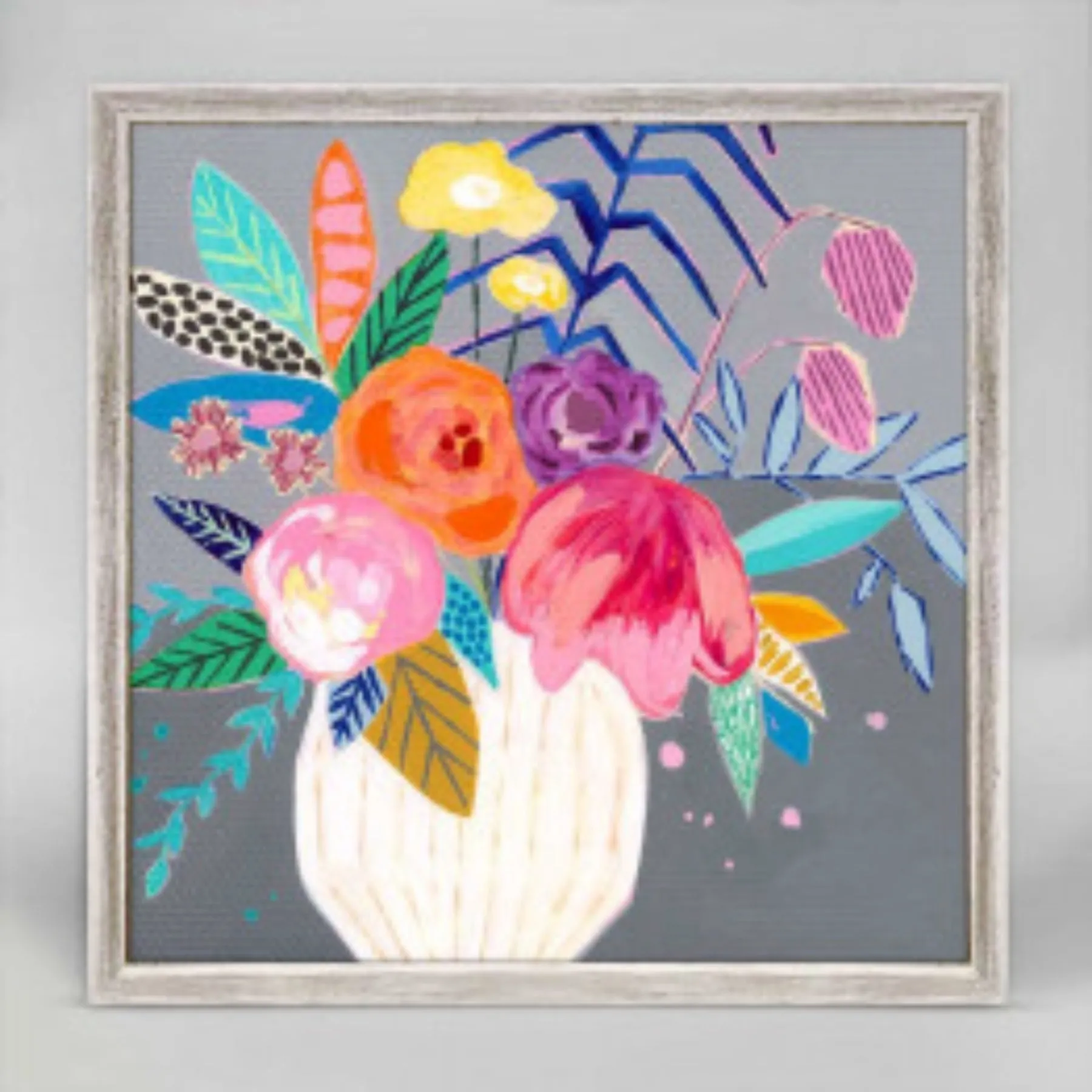 Vibrant Flowers - Gray