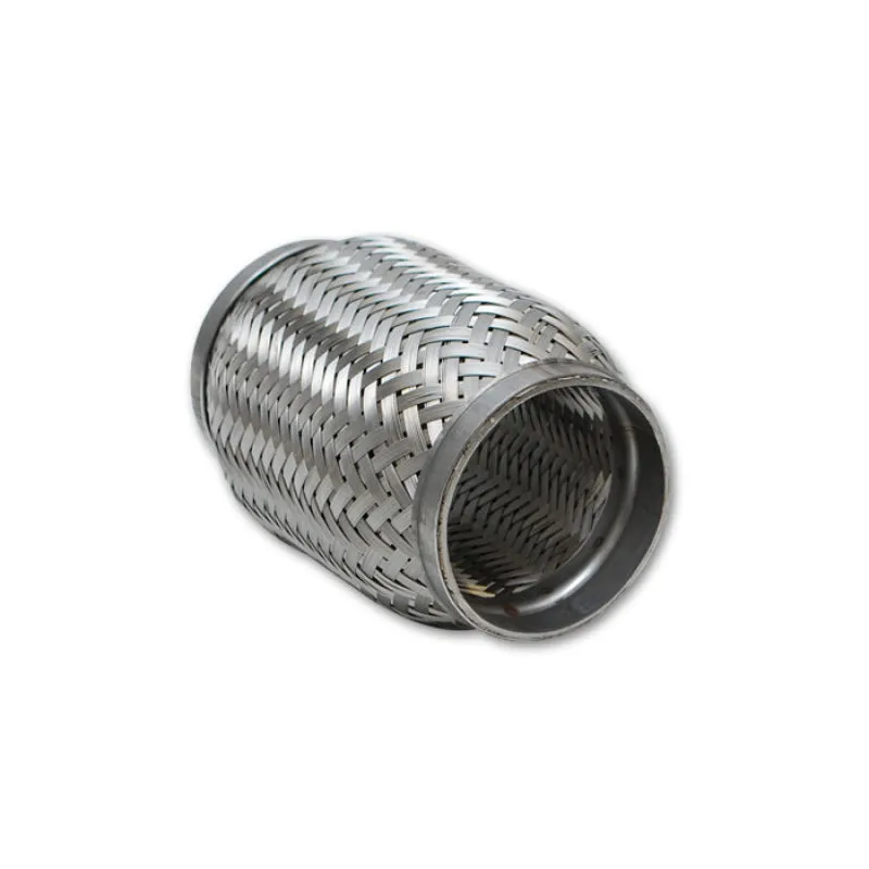 Vibrant Performance Standard Flex Weld-On Exhaust Flex Pipe - Flexible - 2 in Inlet - 2 in Outlet - 4 in Long - Inner Braided Liner