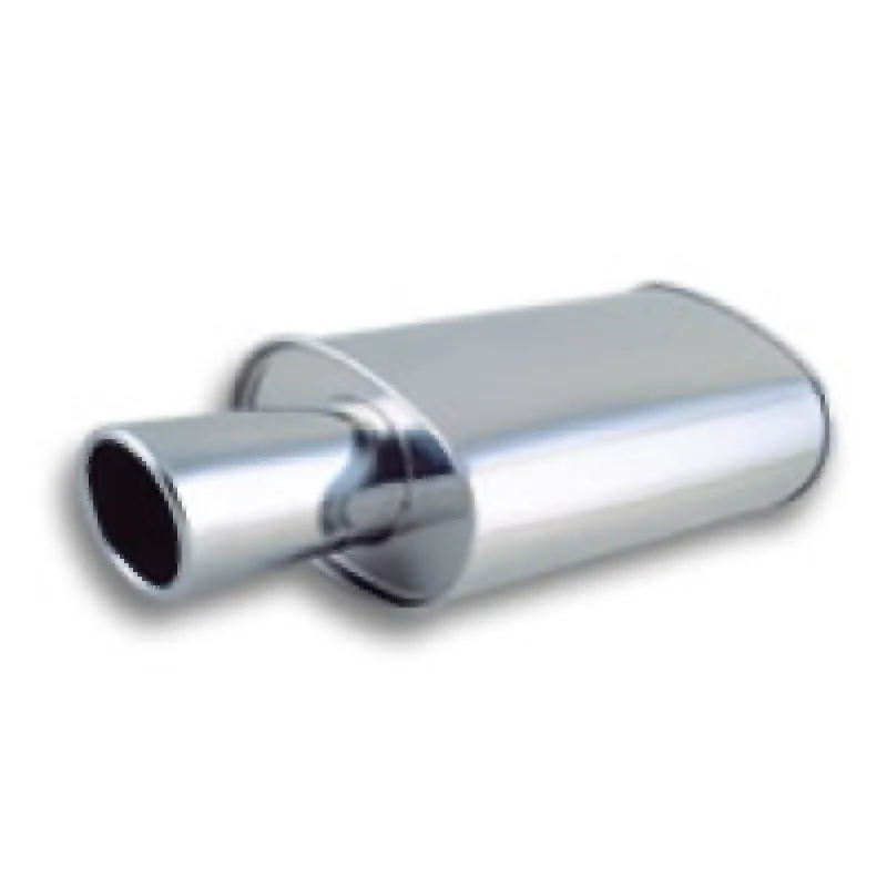 Vibrant Performance Streetpower Muffler - 2-1/2 in Center Inlet - 4 in Round Outlet - 5 x 9 in Oval Body - 23 in Long - Polished - Universal 1042