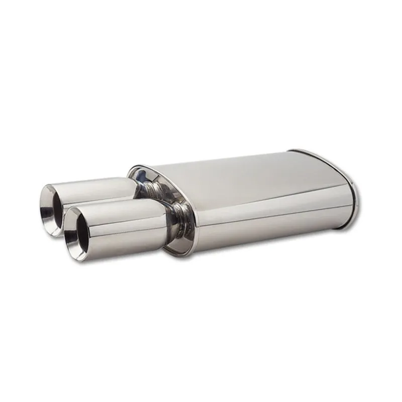 Vibrant Performance Streetpower Muffler - 3 in Center Inlet - Dual 3-1/2 in Straight Cut Tips - 5 in x 9 in Oval Body - 23 in Long - Stainless