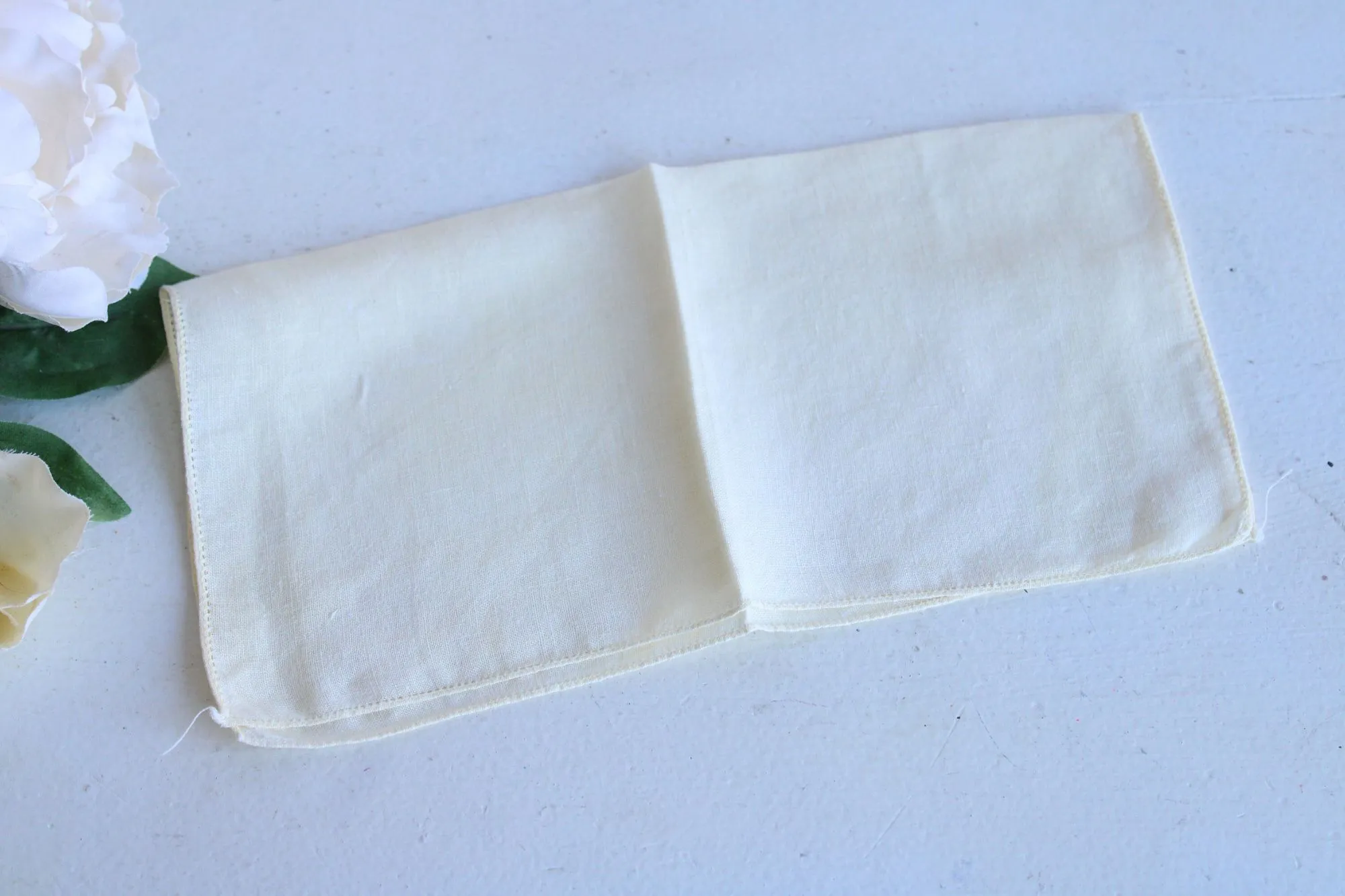 Vintage 1960s Handkerchief, Yellow Linen Hankie