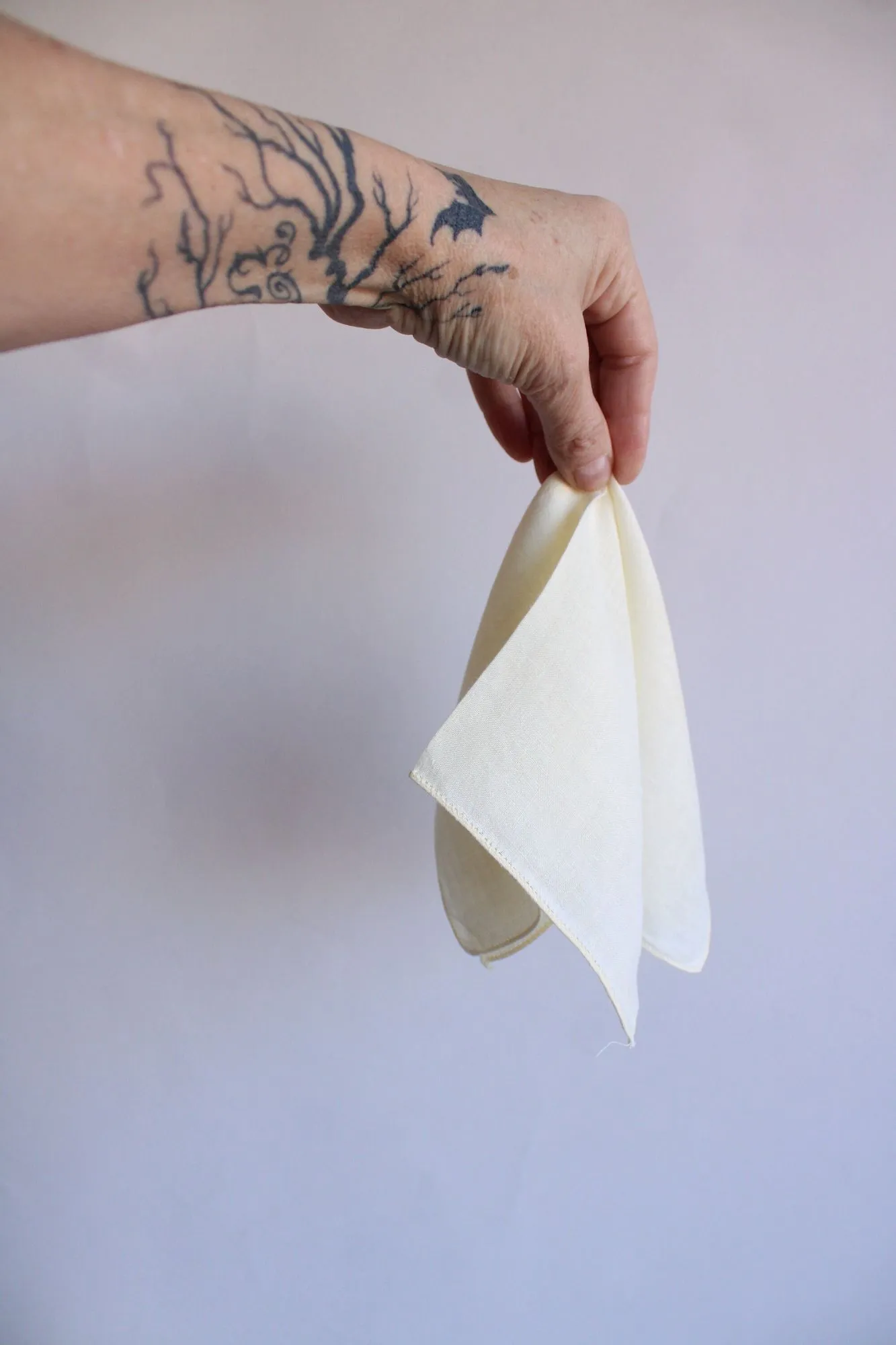 Vintage 1960s Handkerchief, Yellow Linen Hankie