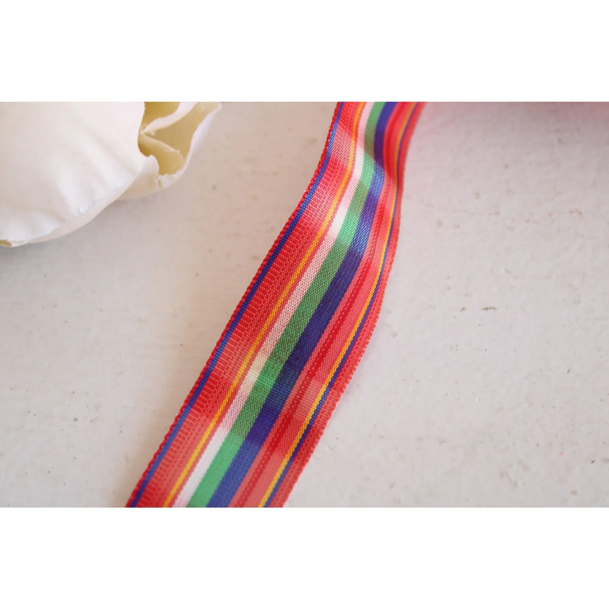 Vintage 1970s Ribbon Trim in Plaid 7/8", 2 Yards