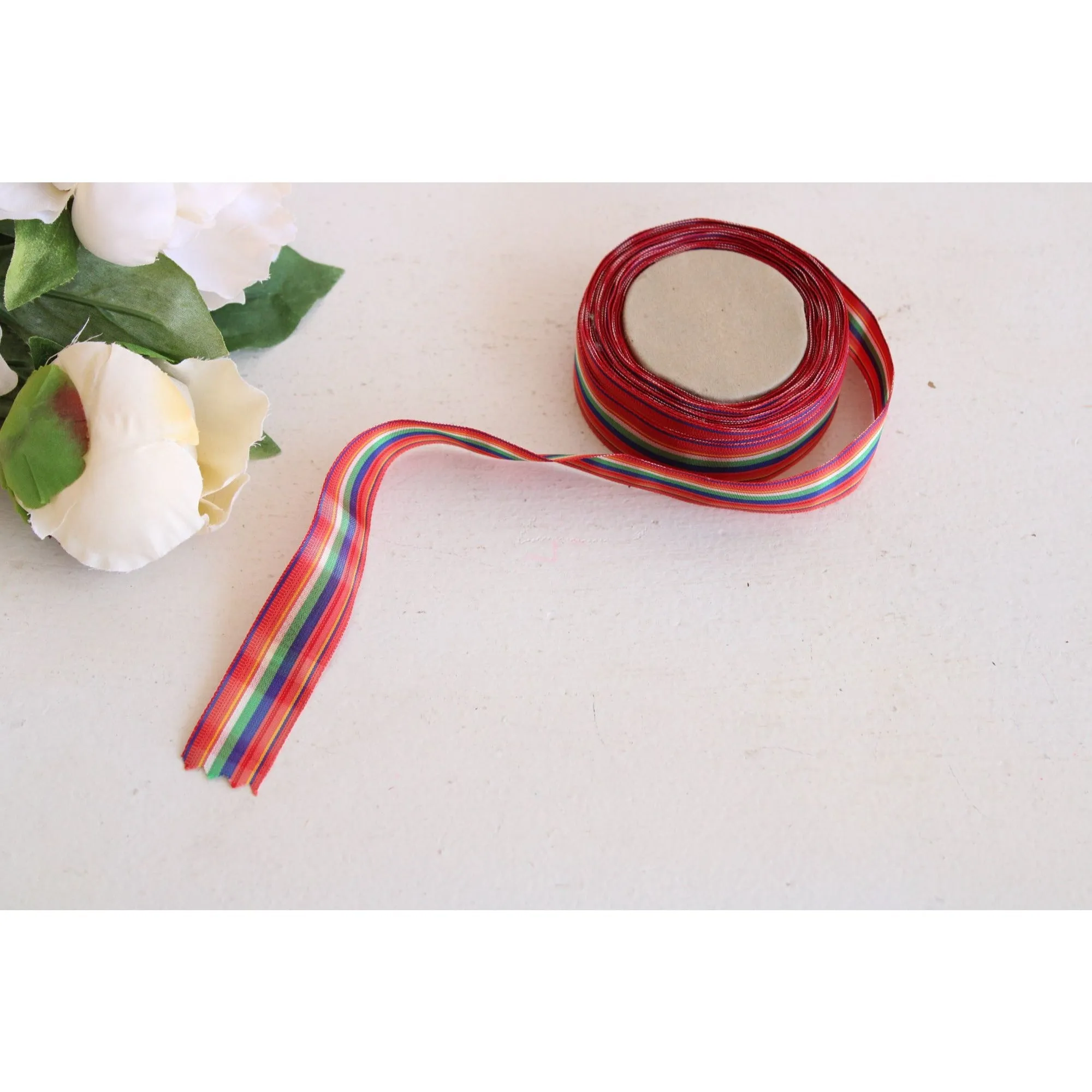 Vintage 1970s Ribbon Trim in Plaid 7/8", 2 Yards