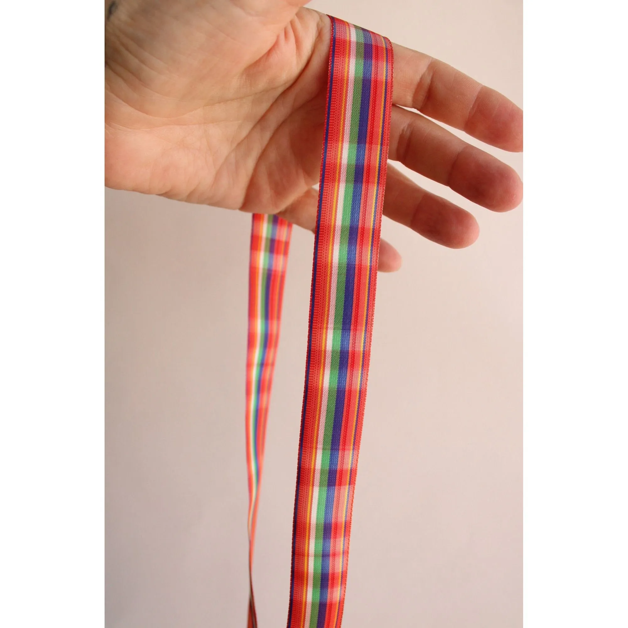 Vintage 1970s Ribbon Trim in Plaid 7/8", 2 Yards