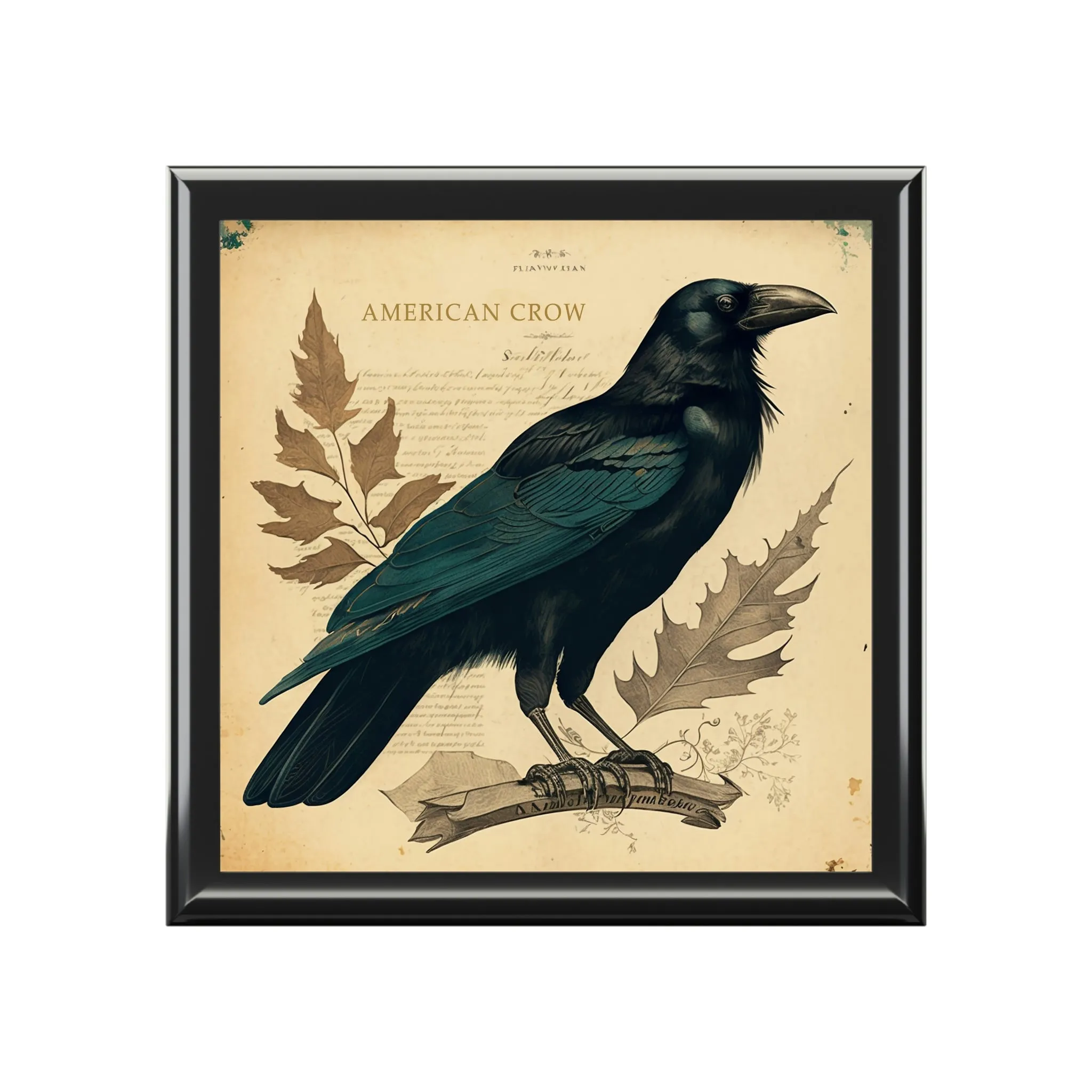 Vintage American Crow Wooden Keepsake Jewelry Box