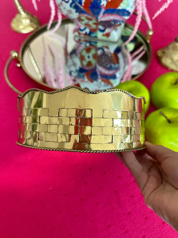 Vintage Brass Woven Planter, Bowl, Hampton Brass Company
