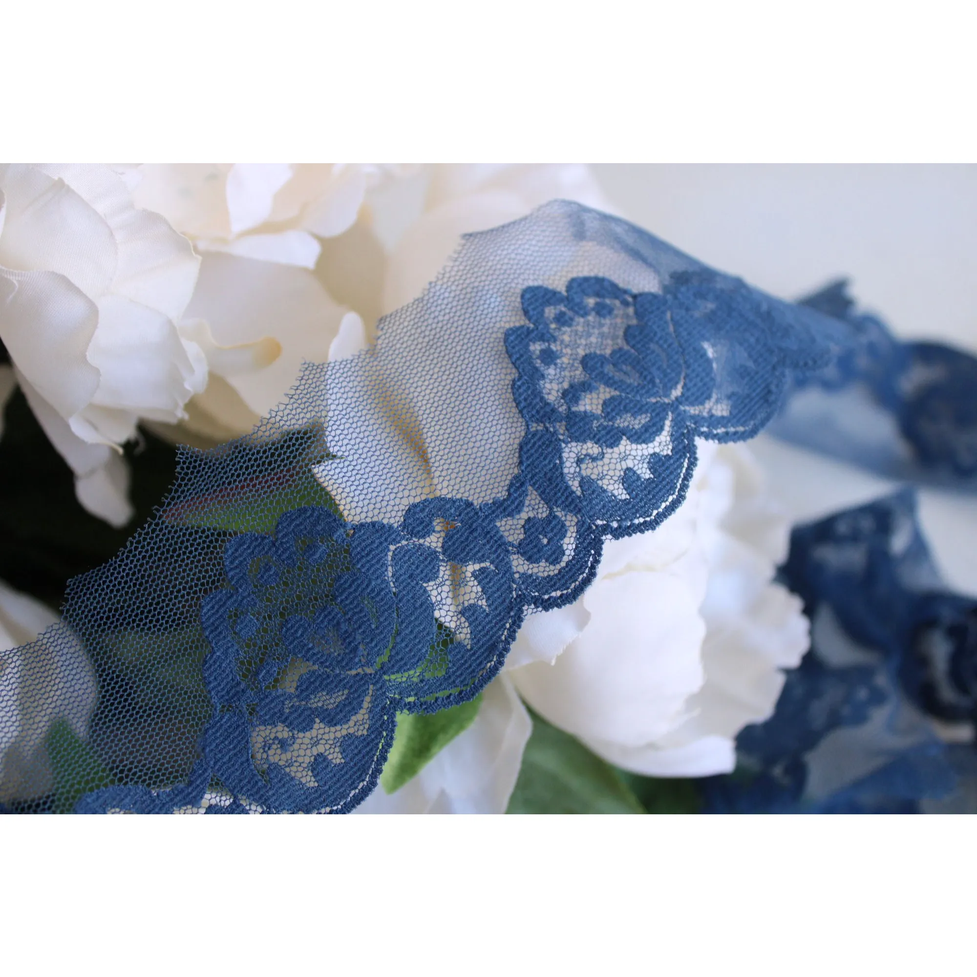 Vintage Dark Blue Lace Trim 2" Wide, Two Yards