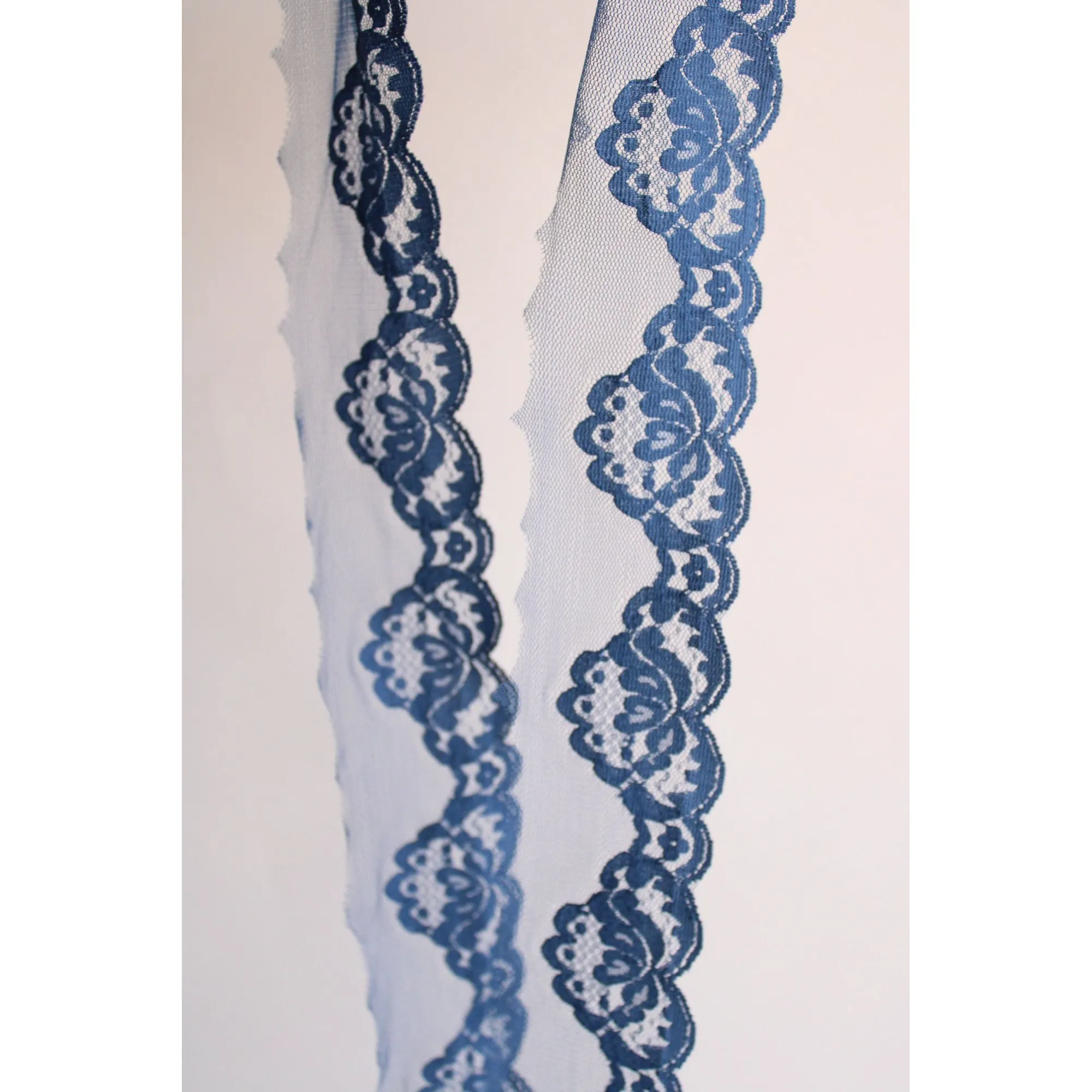 Vintage Dark Blue Lace Trim 2" Wide, Two Yards