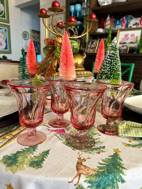 Vintage Glasses, Fostoria Jamestown Ice Tea, Pink Glass, Set of 4