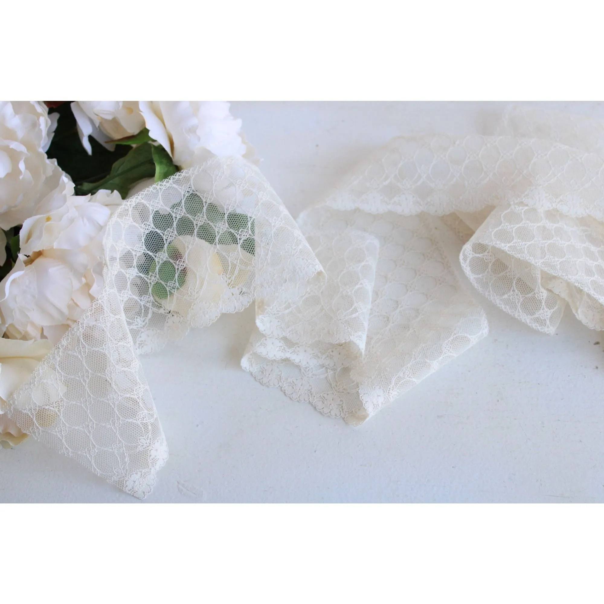 Vintage Ivory Wide Lace Trim 4", Two Yards plus 27"