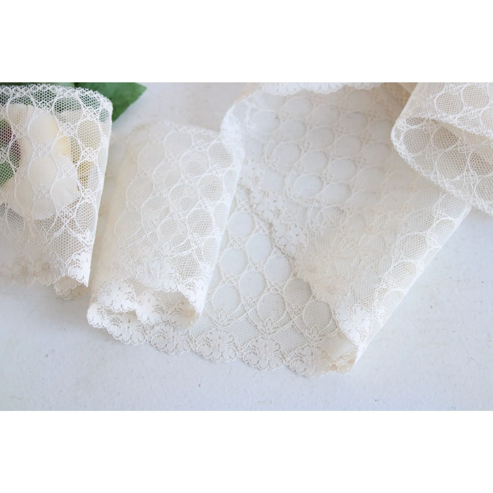 Vintage Ivory Wide Lace Trim 4", Two Yards plus 27"