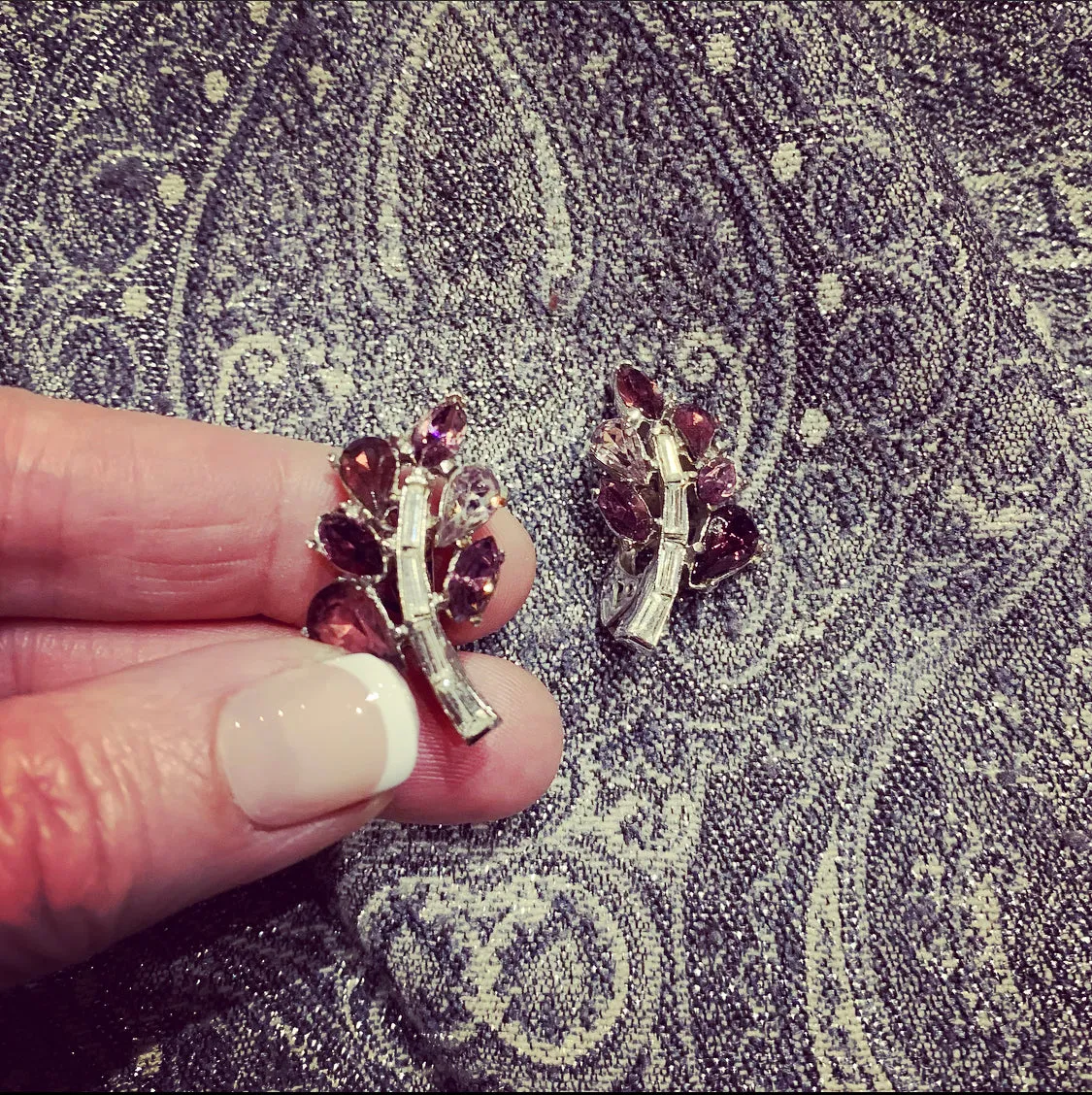Vintage Trifari Pink Purple Leafy Earrings