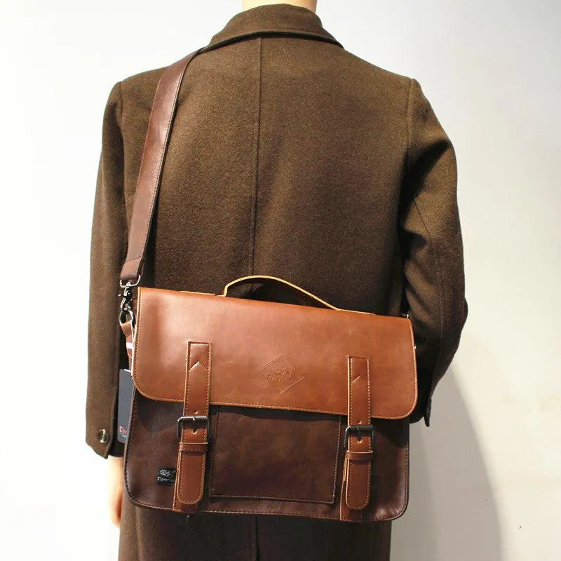 Vvsha  Christmas Gift Leather Briefcase Shoulder Bag