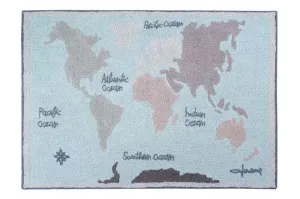 Washable cotton rug "vintage map"