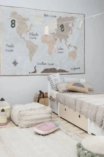 Washable cotton rug "vintage map"