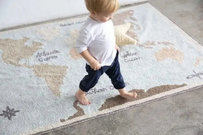 Washable cotton rug "vintage map"