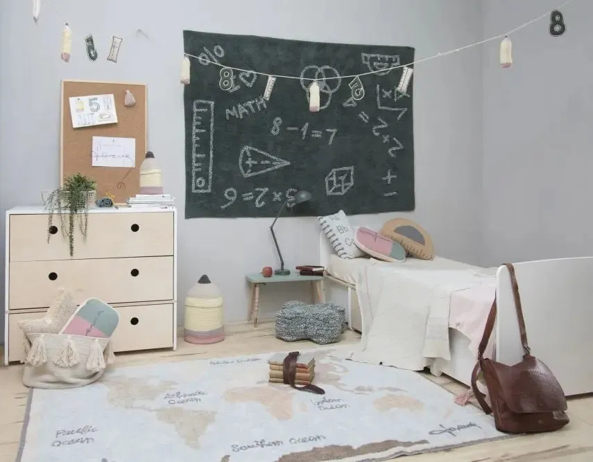 Washable cotton rug "vintage map"