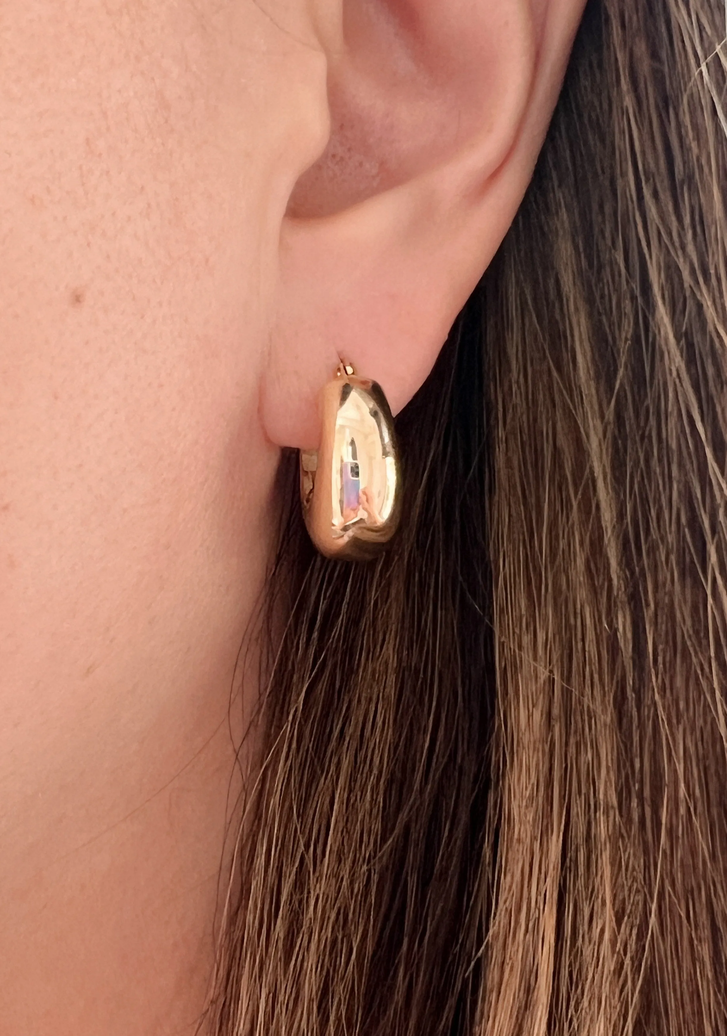 Wide Tapered Gold Hoop Earrings