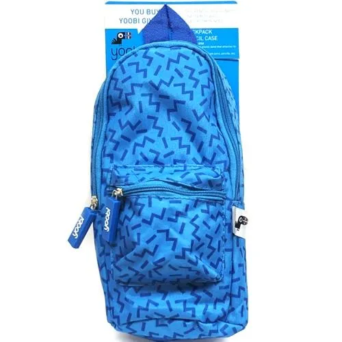 Yoobi Backpack Pencil Case Pouch Organizer Zipper Attaches to Notebook Blue Geo